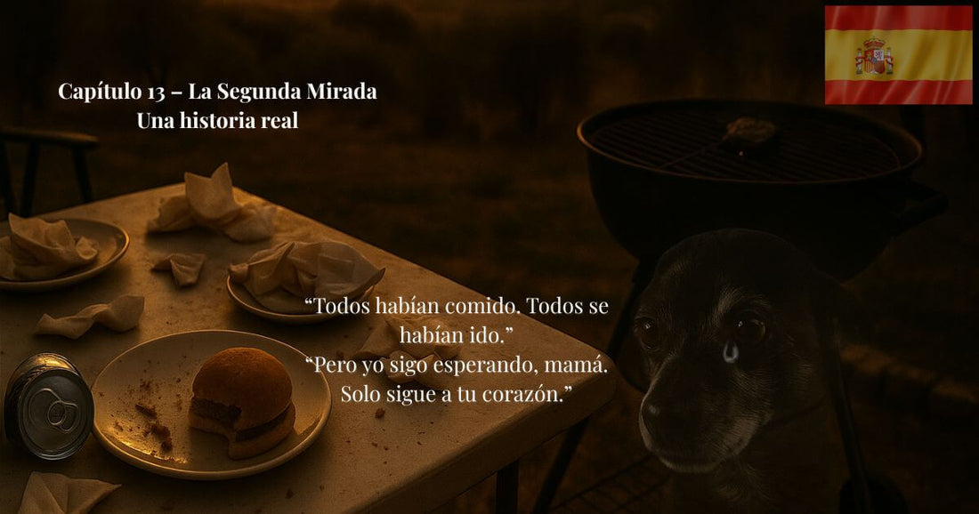 Perro esperando junto a la mesa de barbacoa después de comer. Una emotiva historia de amor y pérdida. Capítulo 13 – Una segunda mirada al interior.