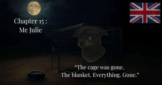 Empty dog cage at night with moonlight and ghostly dog face
