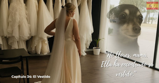 Novia probándose vestido de boda con perro fantasma mirando por la ventana – Capítulo 34 El Vestido Encontrando a George