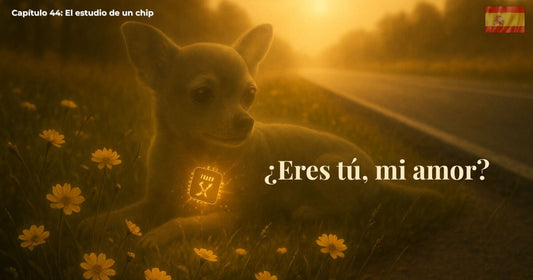 Capítulo 44: El Estudio de un Microchip — un amanecer dorado con George brillando en la carretera, símbolo de esperanza y reencuentro.