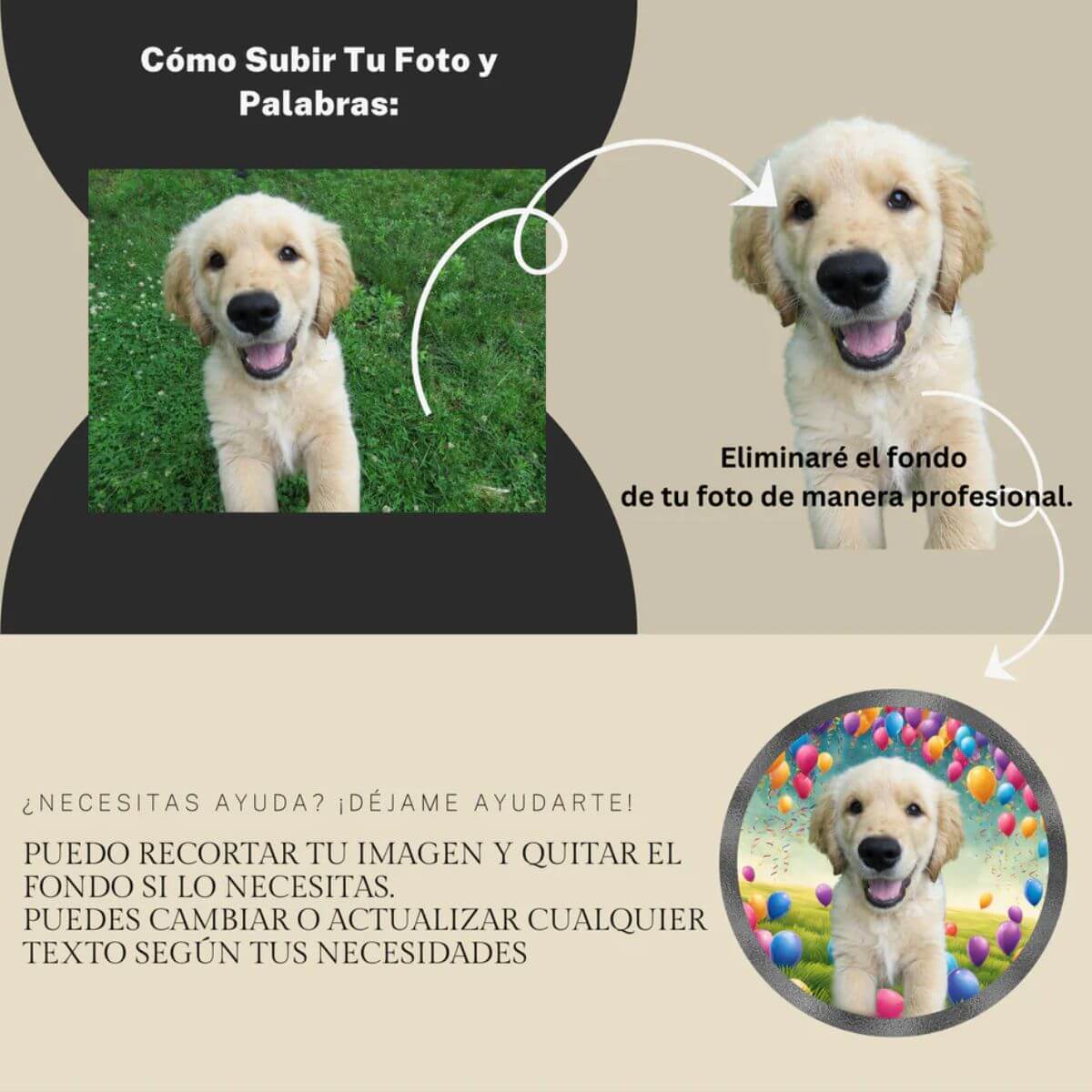 Huella de Piedra Personalizada – "Happy Gotcha Day" ( Inglés)