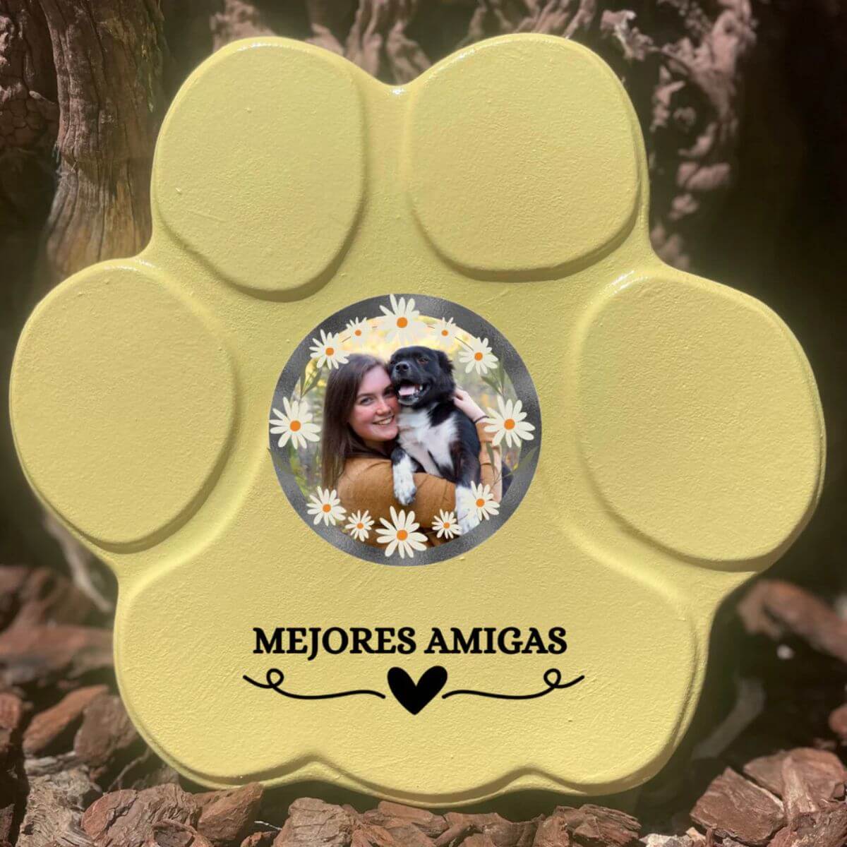 Regalo personalizado con foto de mascota, color amarillo, tamaño grande, sin soporte
