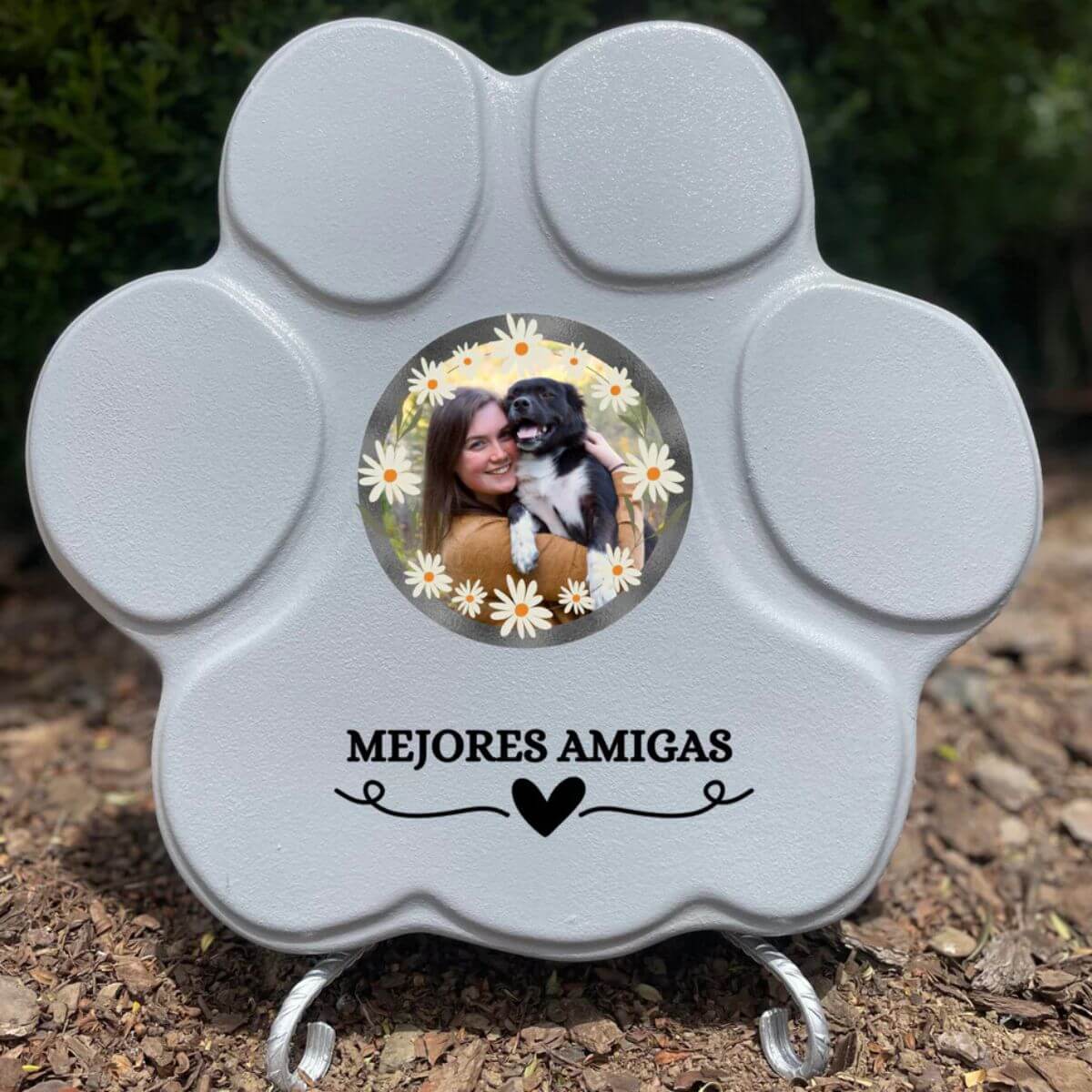  Regalo personalizado con foto de mascota, color gris, tamaño grande, con soporte