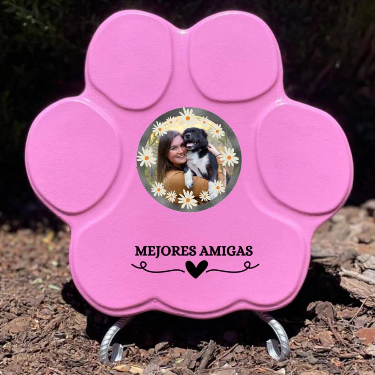 Regalo personalizado con foto de mascota, color rosa, tamaño grande, con soporte