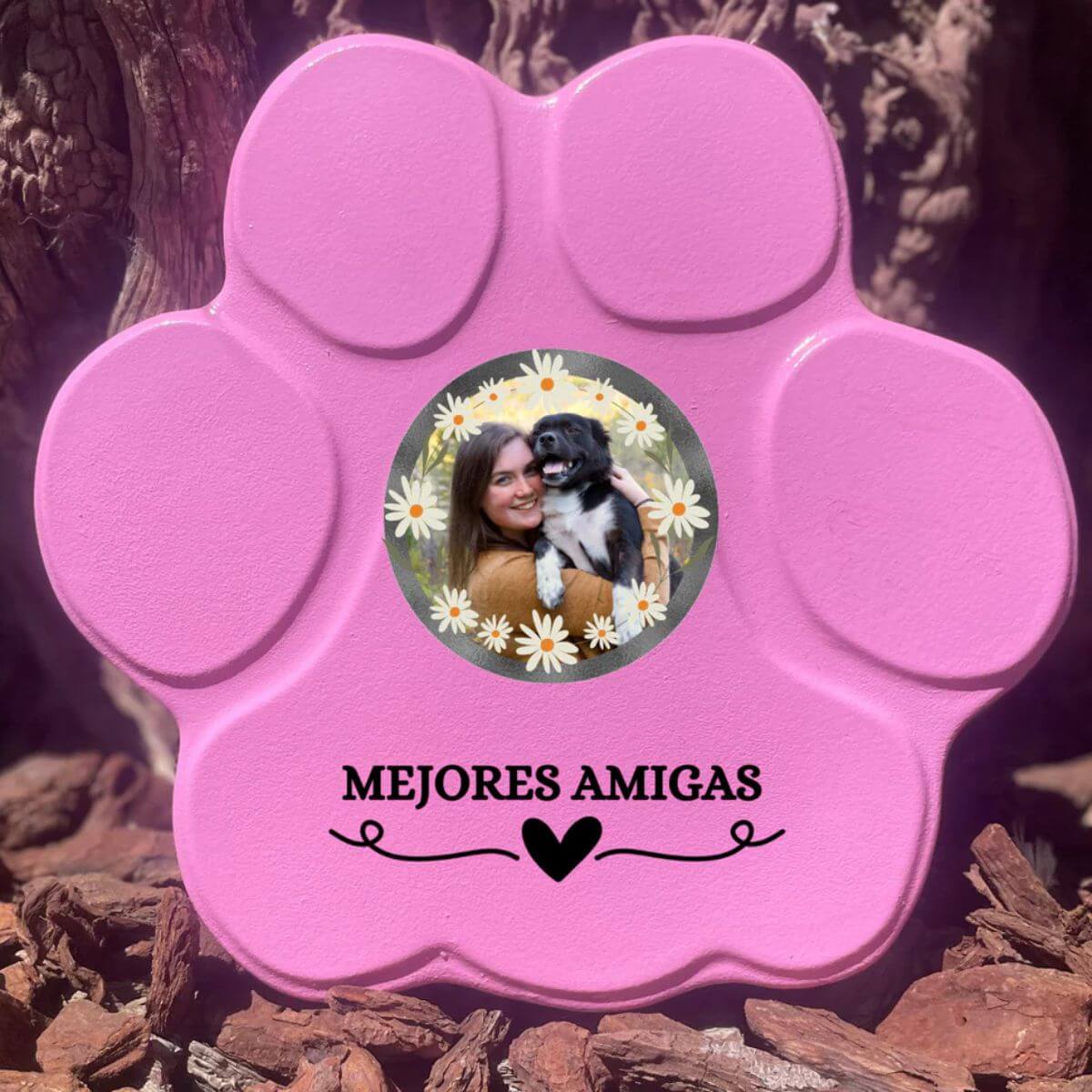 Regalo personalizado con foto de mascota, color rosa, tamaño grande, sin soporte