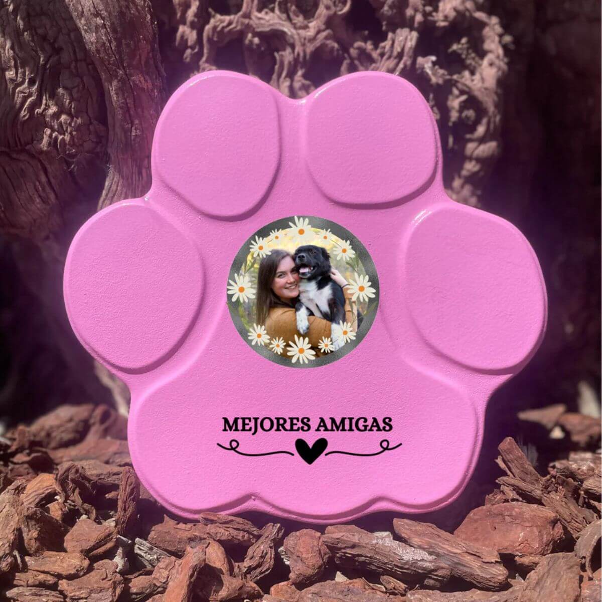 Regalo personalizado con foto de mascota, color rosa, tamaño mediano, sin soporte