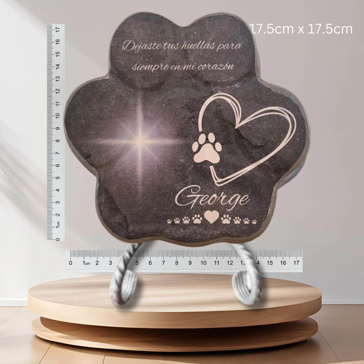 Dimensiones de lápida para mascotas – altura y ancho de huella de piedra personalizada con cinta métrica