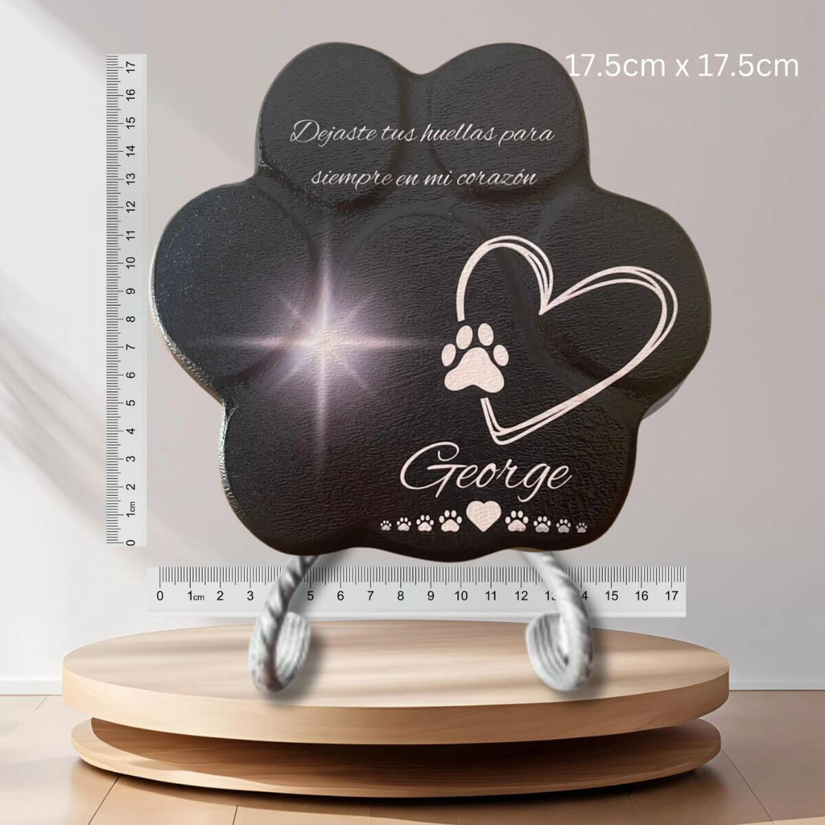 Dimensiones de lápida para mascotas – altura y ancho de huella de piedra personalizada con cinta métrica
