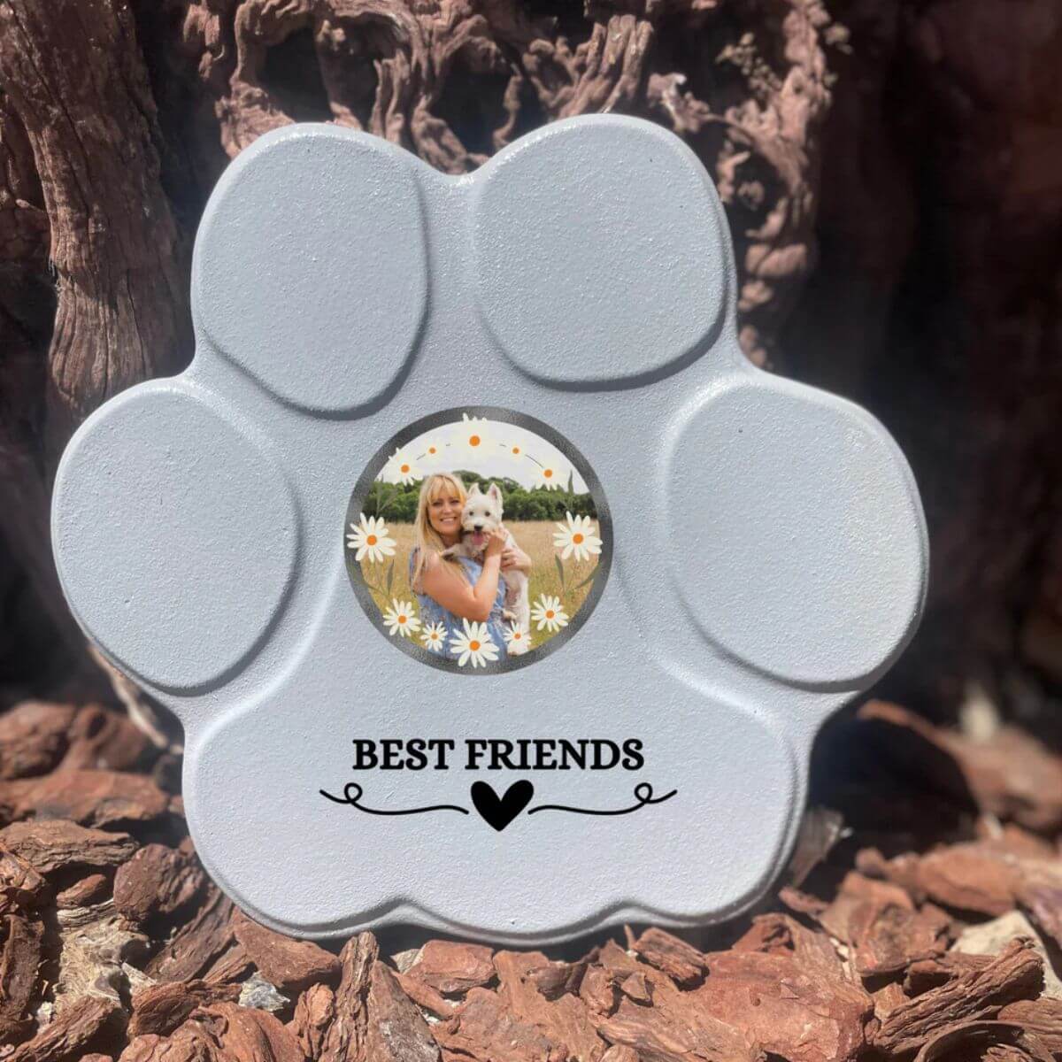 Regalo personalizado “Best Friends” con foto de mascota, color gris, tamaño mediano, sin soporte        