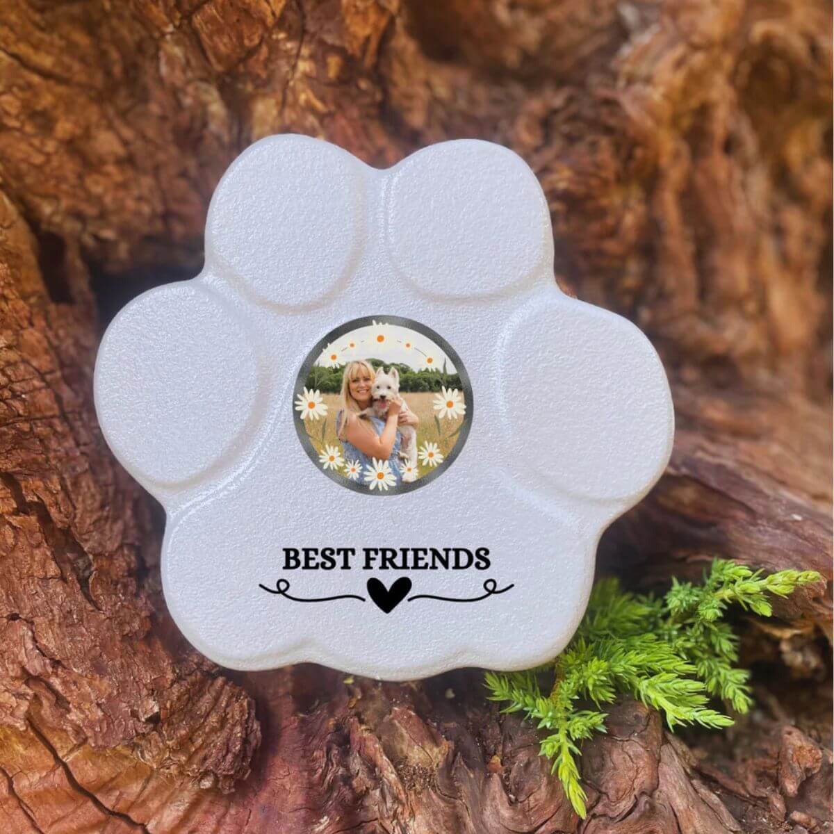 Regalo personalizado “Best Friends” con foto de mascota, color gris, tamaño pequeño, sin soporte