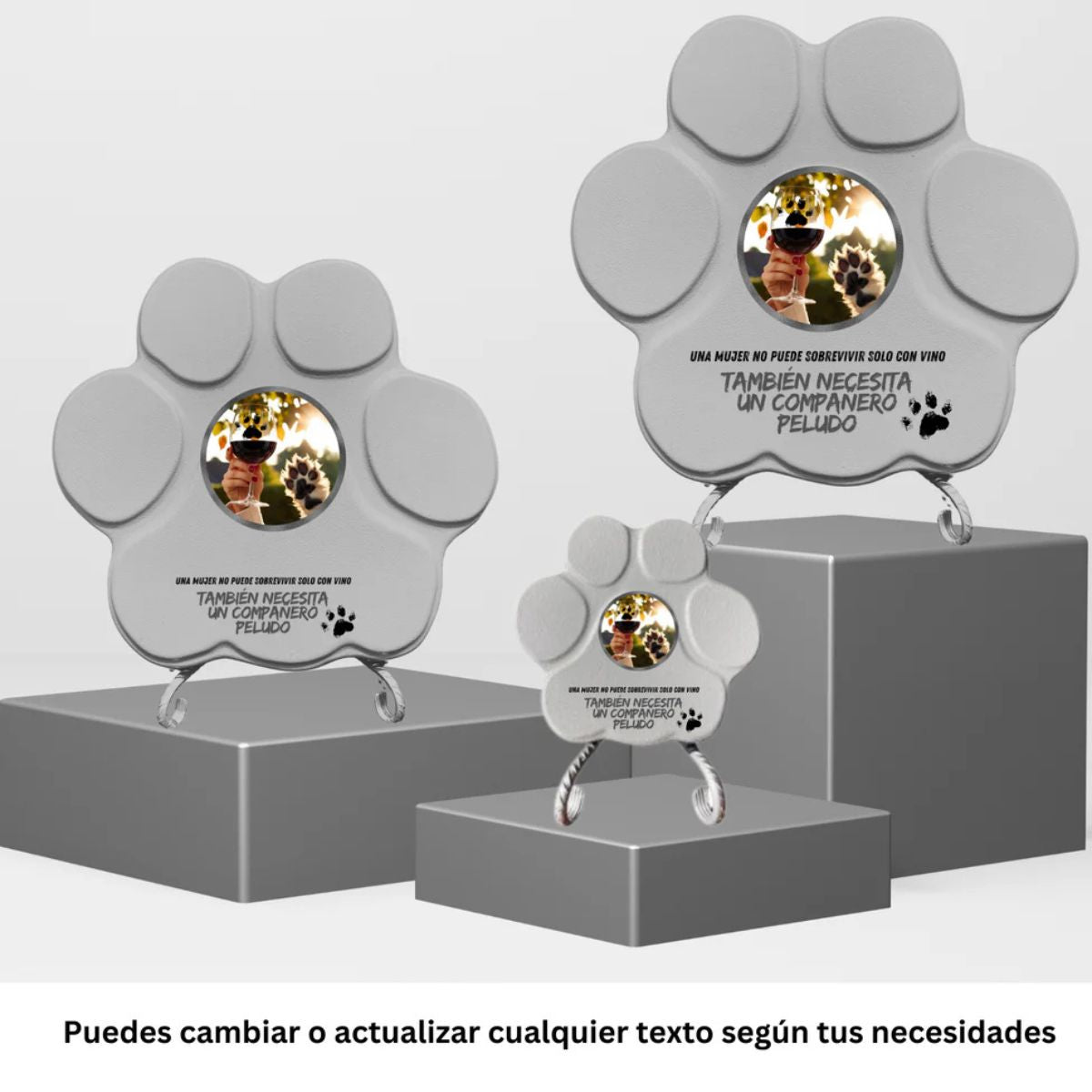 Huellas de piedra en varios tamaños, con foto y la— frase humorísticaregalo perfecto para amantes de perros

