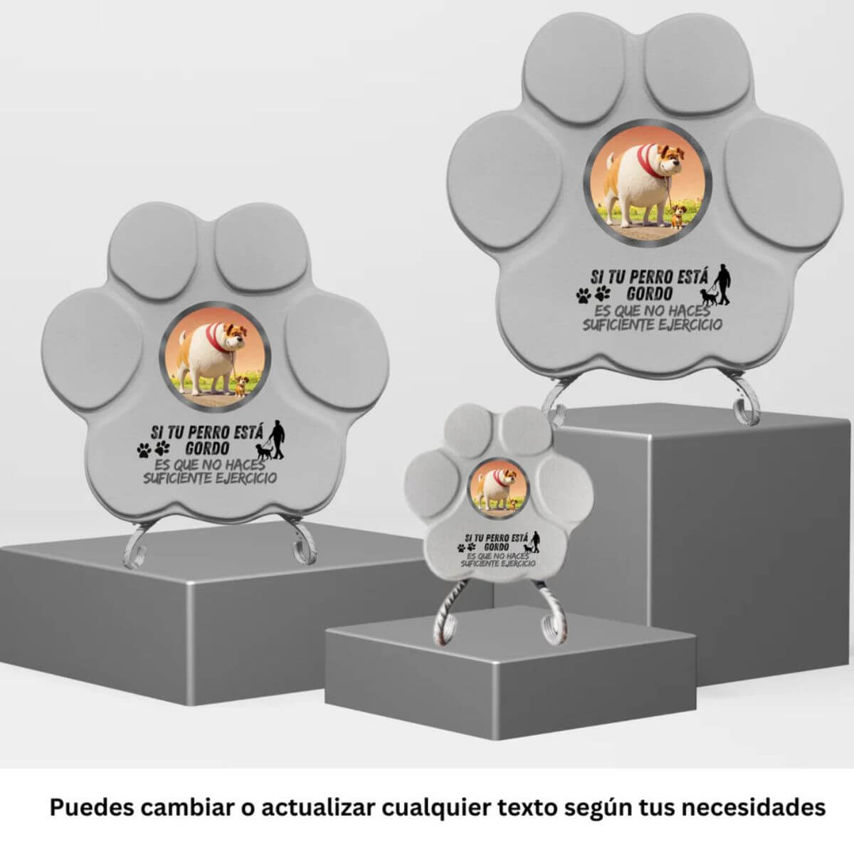 Huellas de piedra ConcretePaws en varios tamaños, con foto  y la frase humorísticaregalo perfecto para amantes de mascotas.