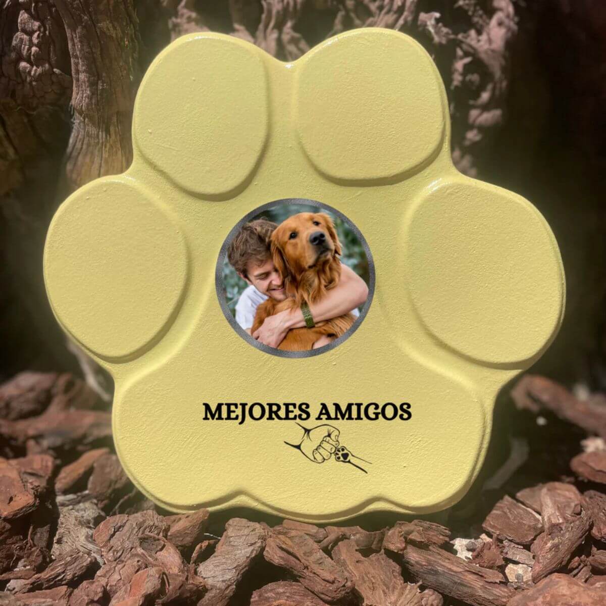 Regalo personalizado “Mejores Amigos” para mascota, color amarillo, tamaño mediano, sin soporte