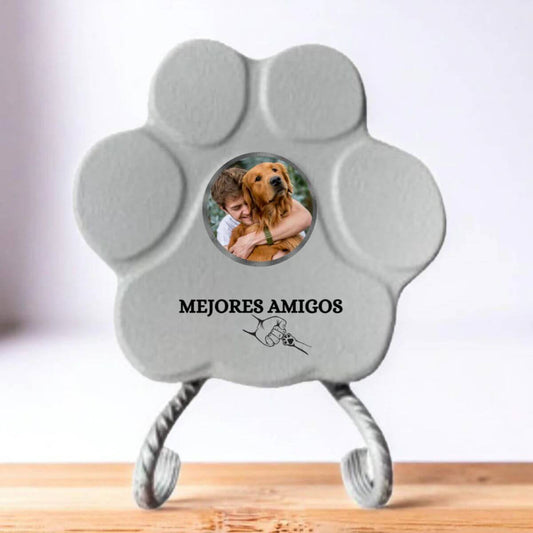 Regalo personalizado “Mejores Amigos” para mascota, color gris, tamaño pequeño, con soporte