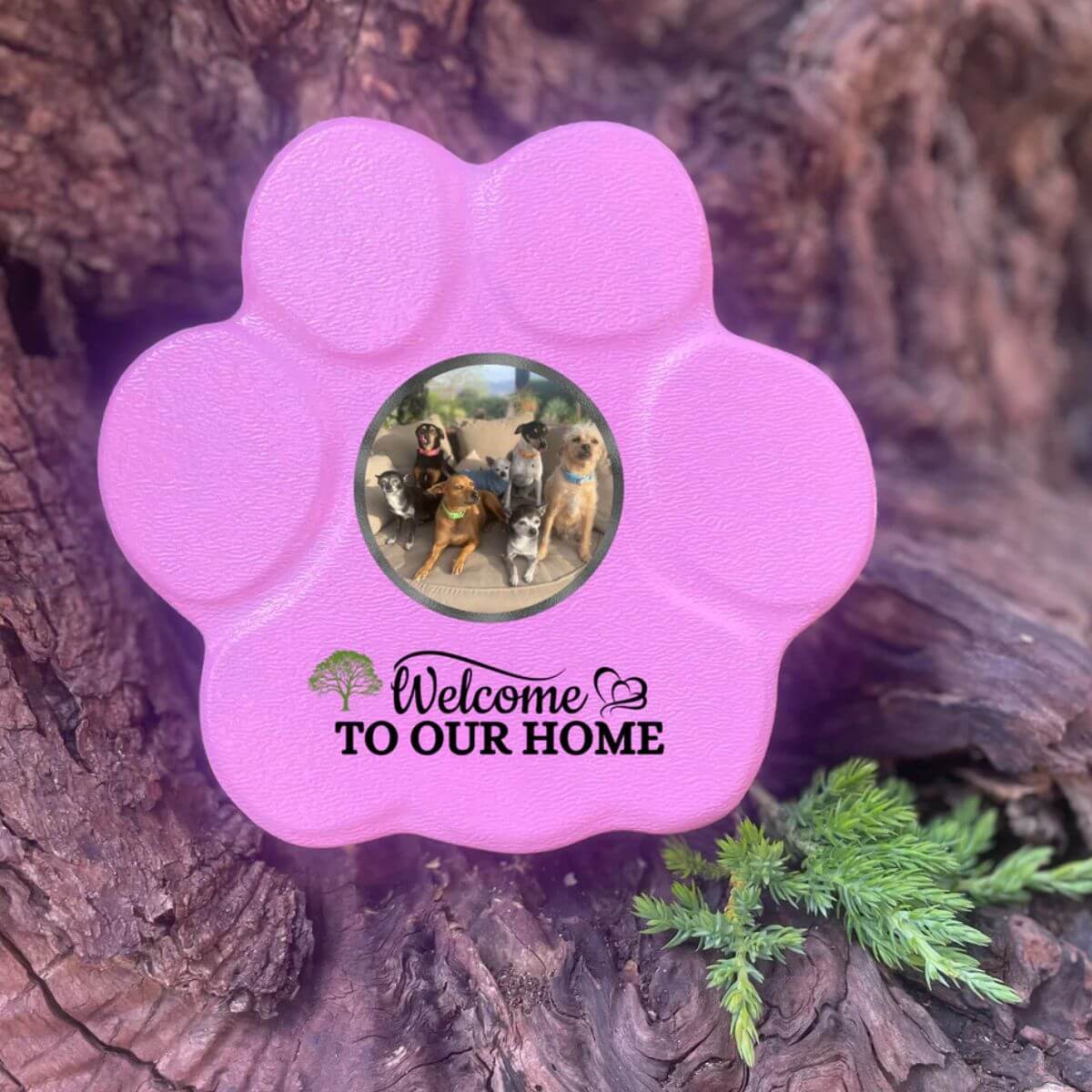 Placa rosa pequeño sin soporte, con foto de mascota y frase personalizada – regalo hecho a mano para perros y gatos