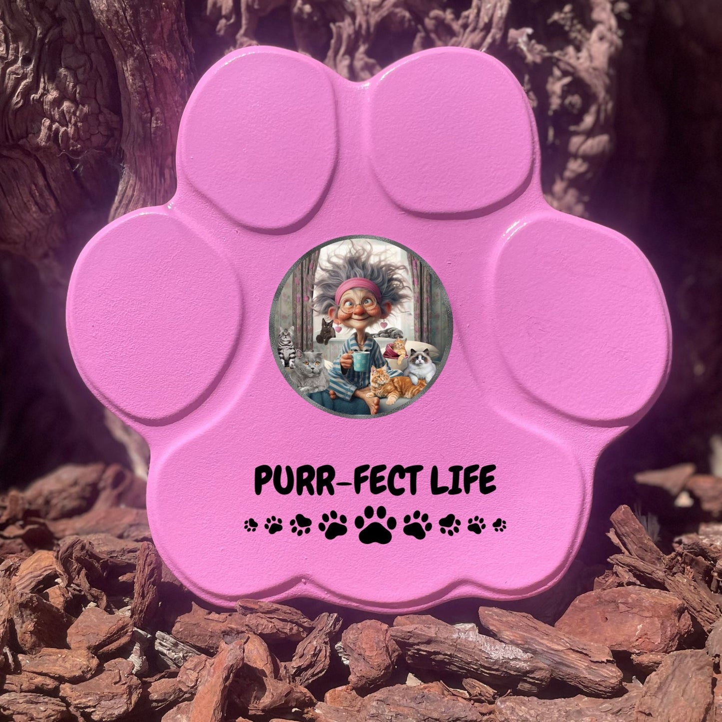 soporte

Huella de piedra 'Purr-fect Life' en color rosa, tamaño mediano, sin soporte para decoración de jardín o hogar.
