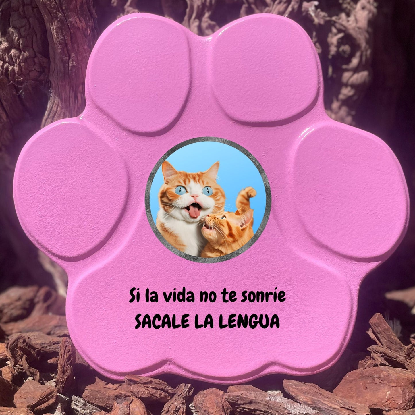 Huella de piedra ' en color rosa, tamaño grande, sin soporte para decoración de jardín o hogar.