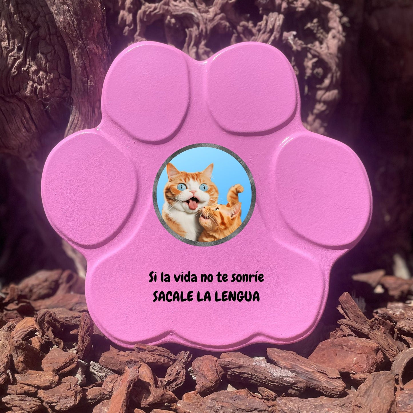 Huella de piedra ' en color rosa, tamaño mediano, sin soporte para decoración de jardín o hogar.

