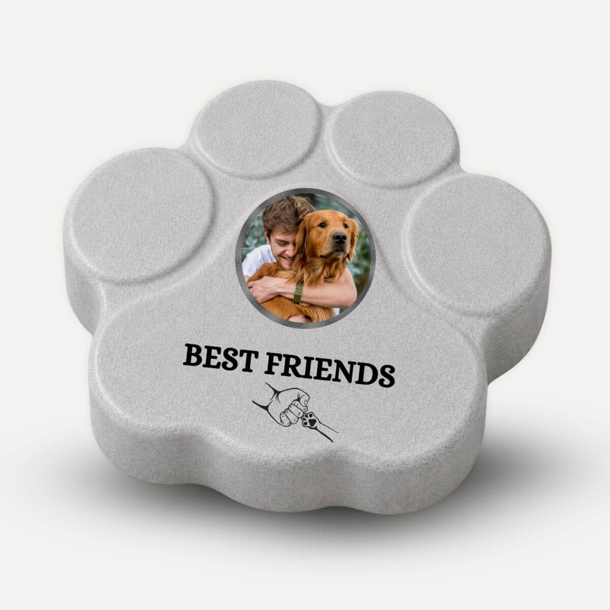 Placa personalizada de hormigón Best Friends con foto para perro o gato, regalo personalizado para amantes de las mascotas en color gris.