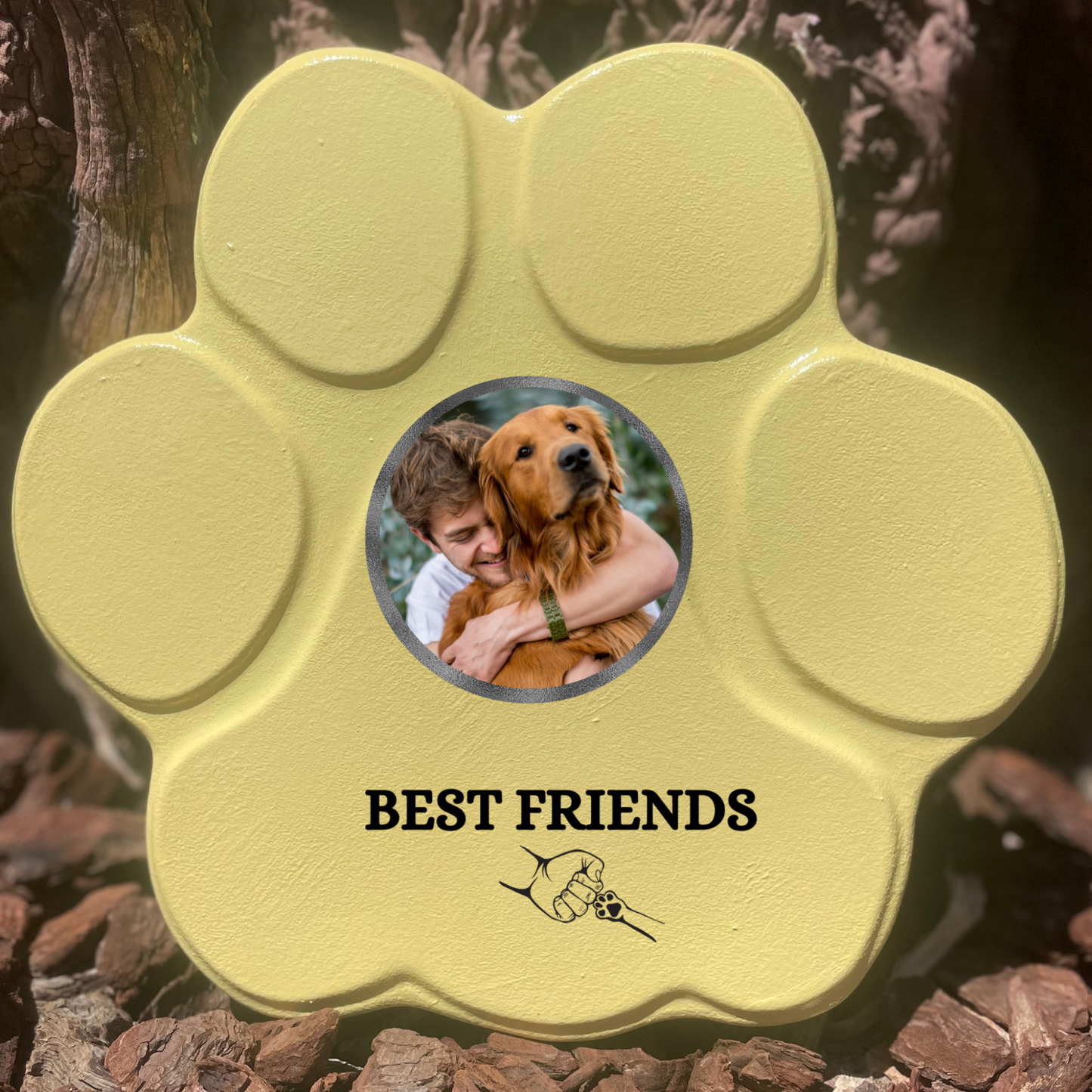 Regalo personalizado para mascotas, color amarillo, tamaño grande, sin soporte, diseño Best Friends