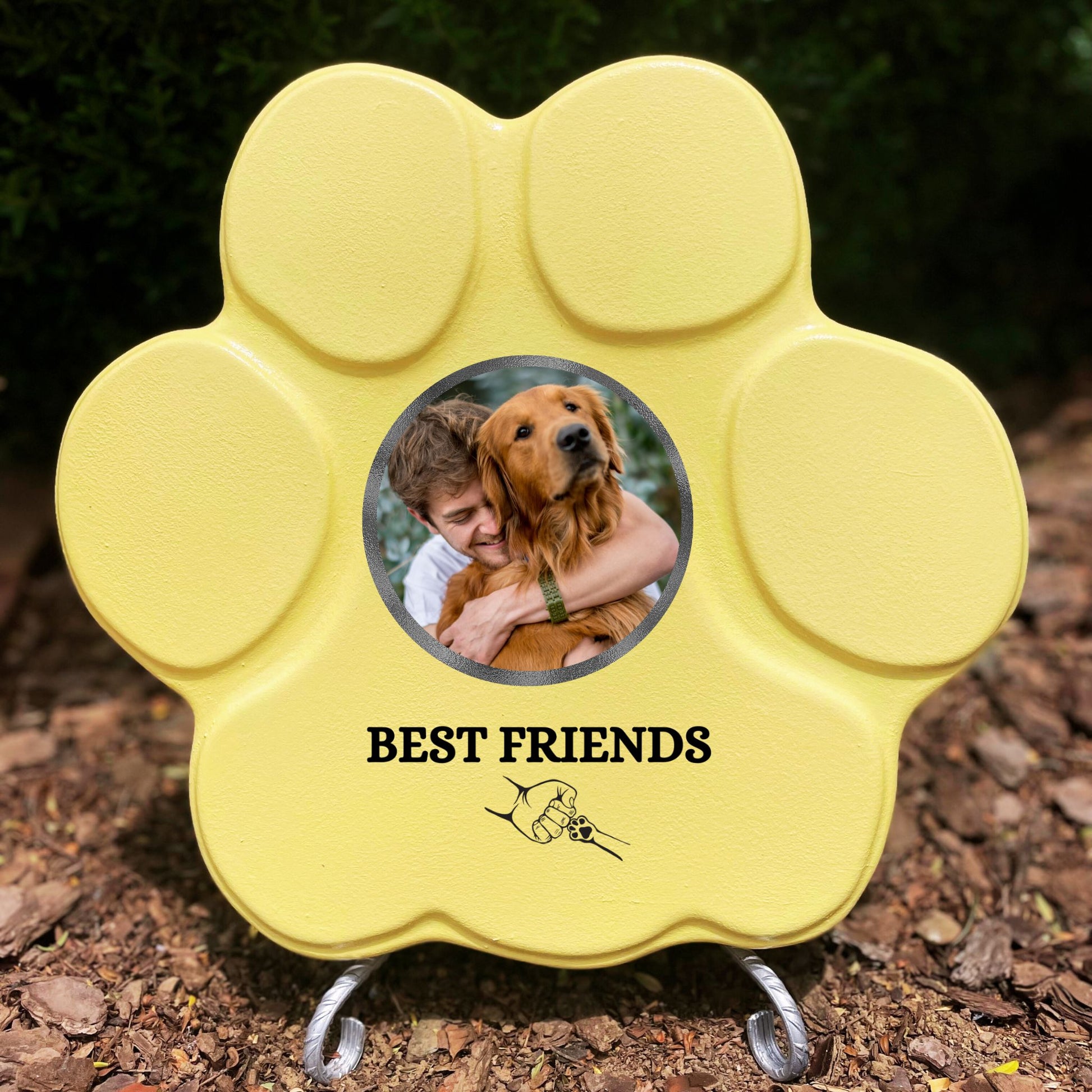 Regalo personalizado para mascotas, color amarillo, tamaño grande, con soporte, diseño Best Friends