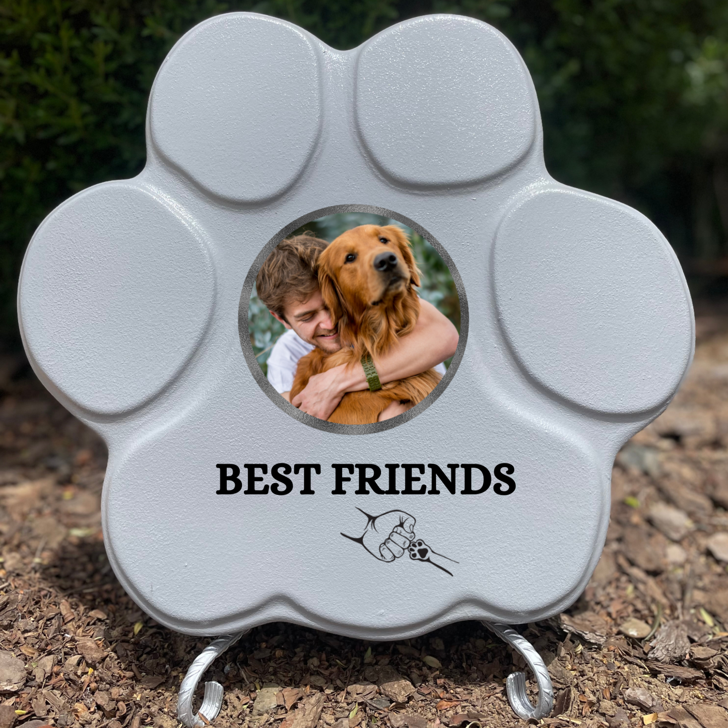 Regalo personalizado para mascotas, color gris, tamaño grande, con soporte, diseño Best Friends