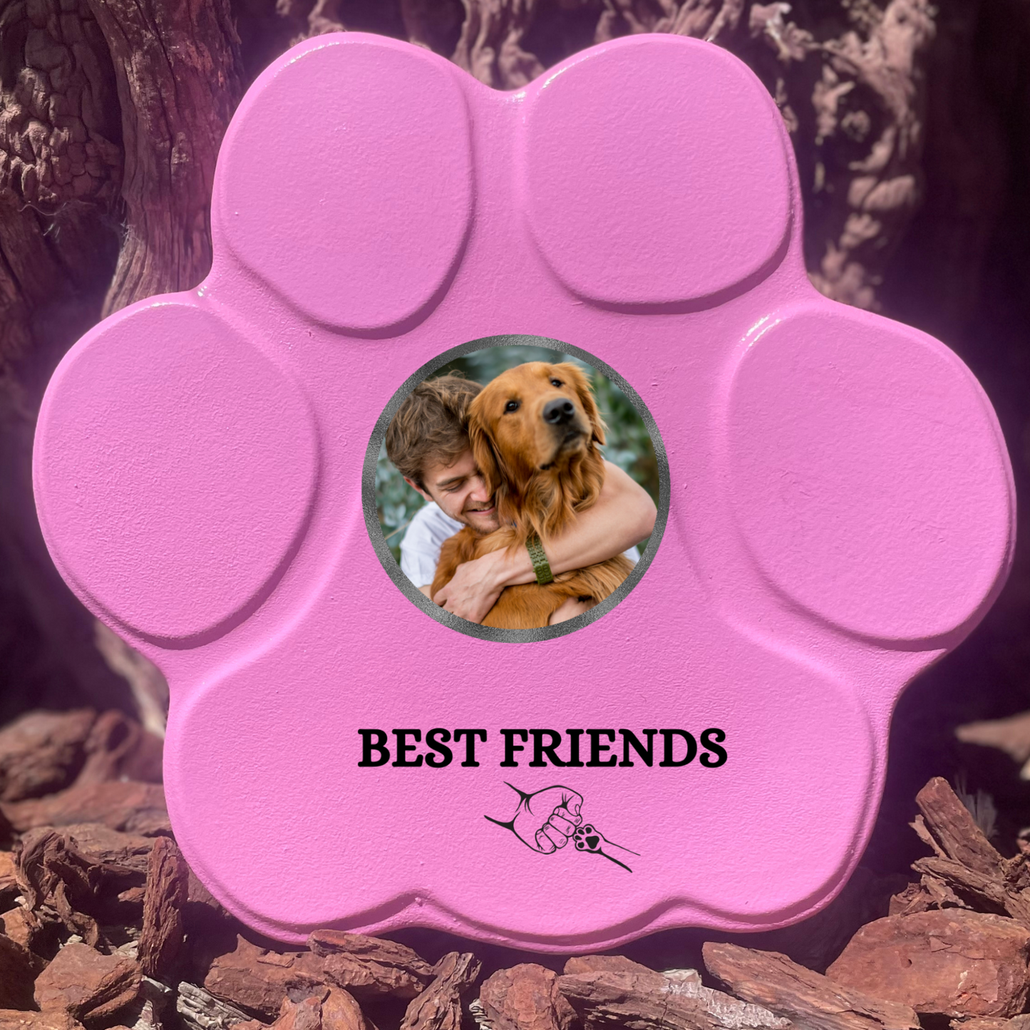Regalo personalizado para mascotas, color rosa, tamaño grande, sin soporte, diseño Best Friends

