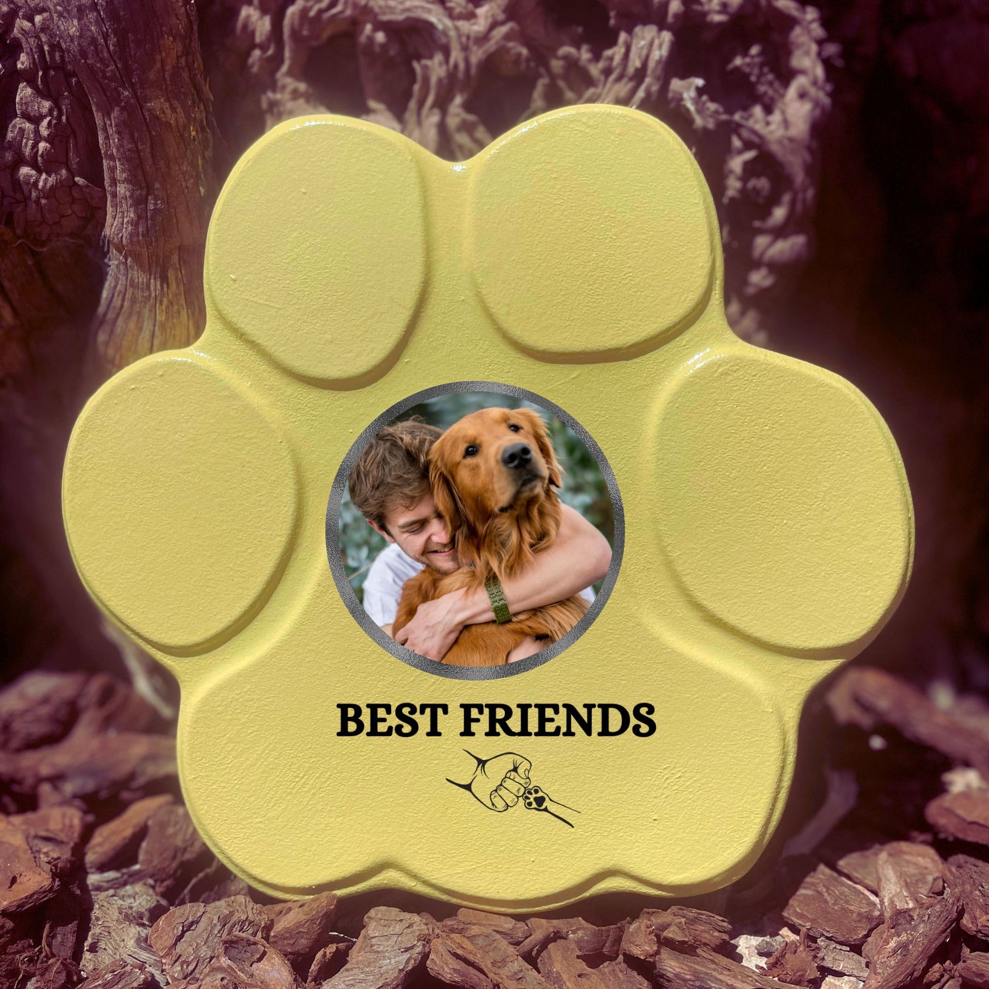 Regalo personalizado para mascotas, color amarillo, tamaño mediano, sin soporte, diseño Best Friends