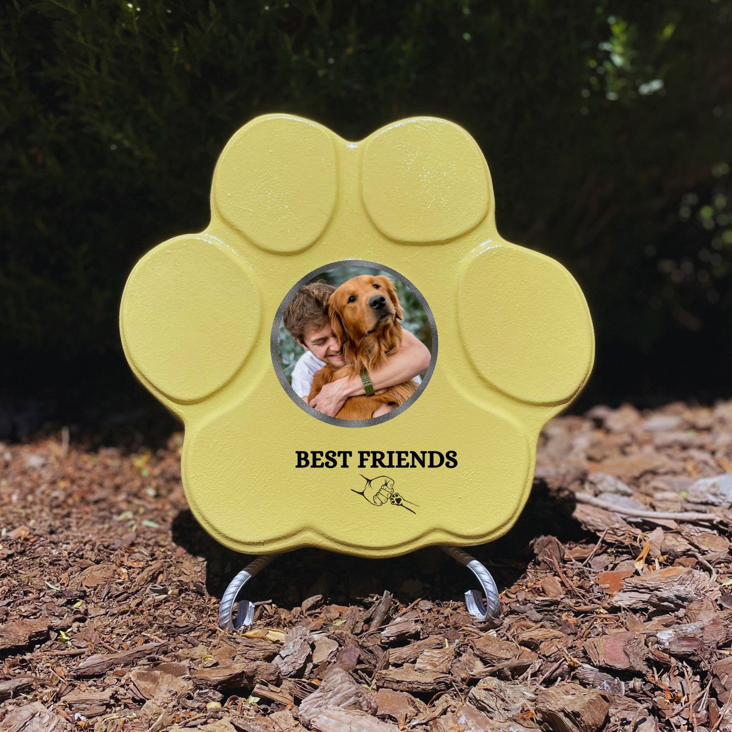 Regalo personalizado para mascotas, color amarillo, tamaño mediano, con soporte, diseño Best Friends