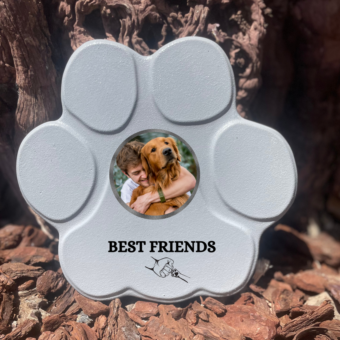 Regalo personalizado para mascotas, color gris, tamaño mediano, sin soporte, diseño Best Friends

