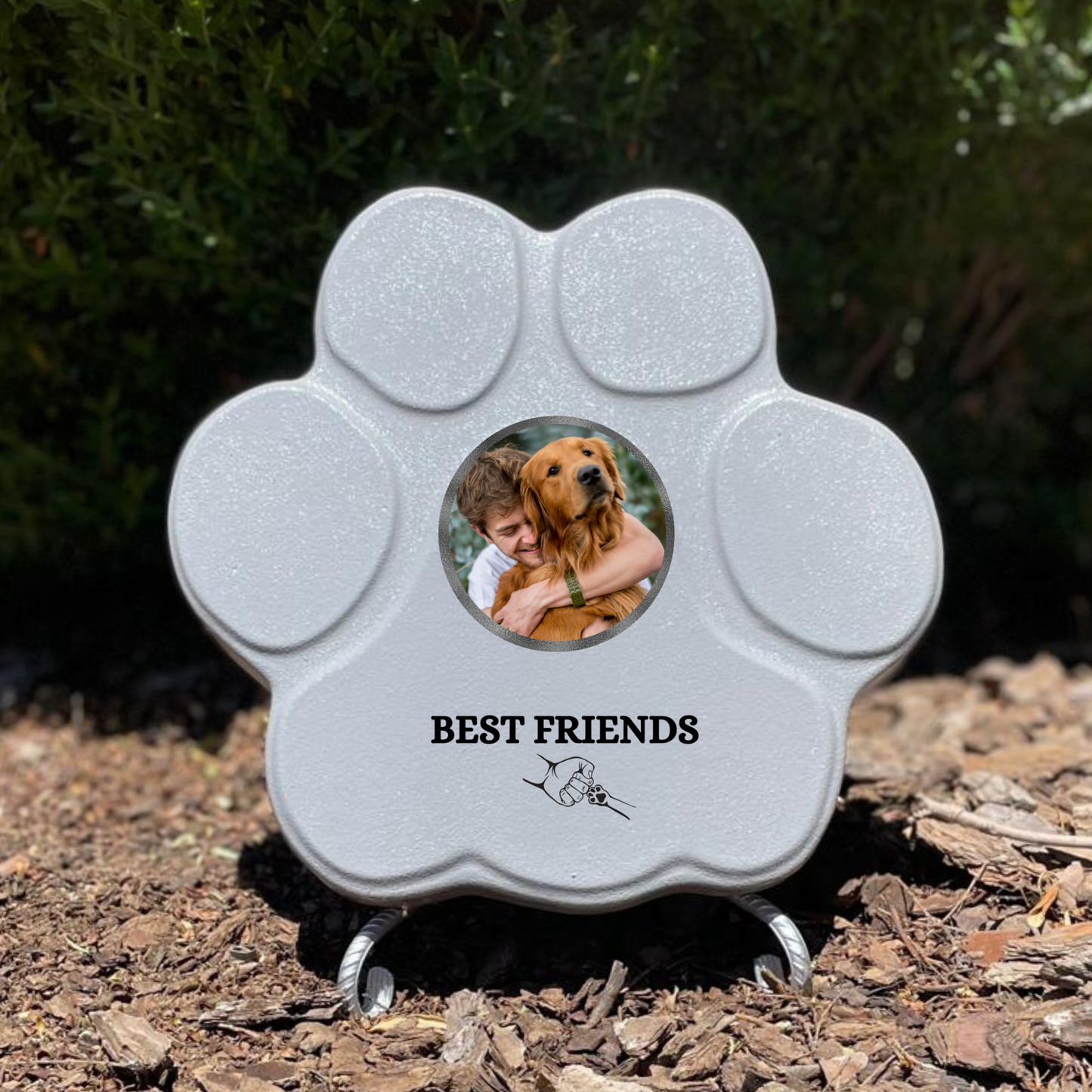 Regalo personalizado para mascotas, color gris, tamaño mediano, con soporte, diseño Best Friends