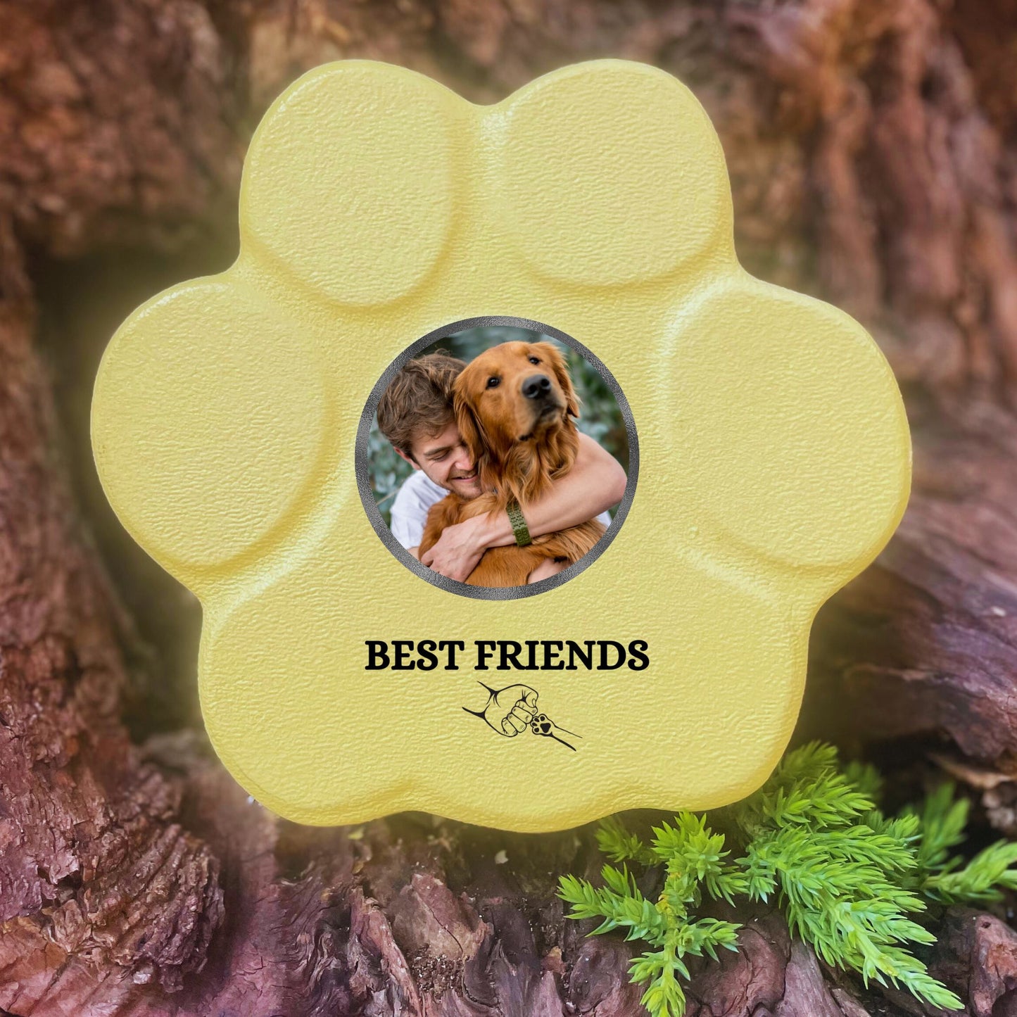 Regalo personalizado para mascotas, color amarillo, tamaño pequeño, sin soporte, diseño Best Friends