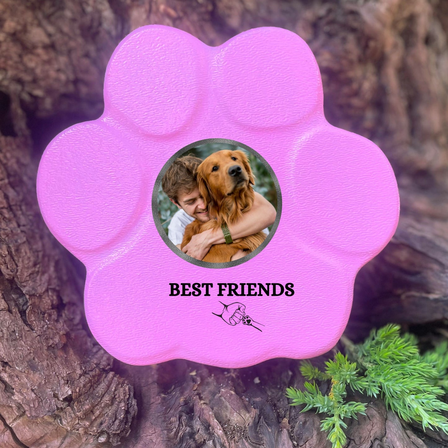 Regalo personalizado para mascotas, color rosa, tamaño pequeño, sin soporte, diseño Best Friends


